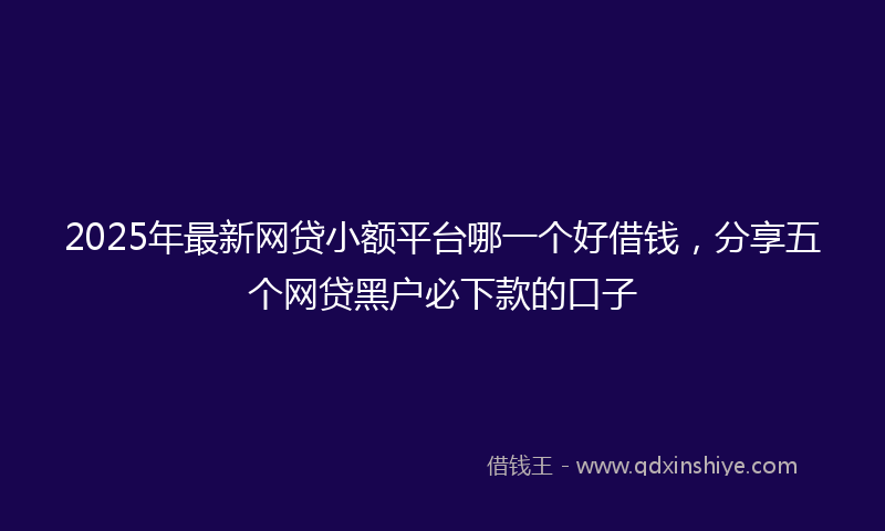 2025年最新网贷小额平台哪一个好借钱，分享五个网贷黑户必下款的口子