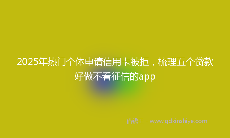 2025年热门个体申请信用卡被拒，梳理五个贷款好做不看征信的app