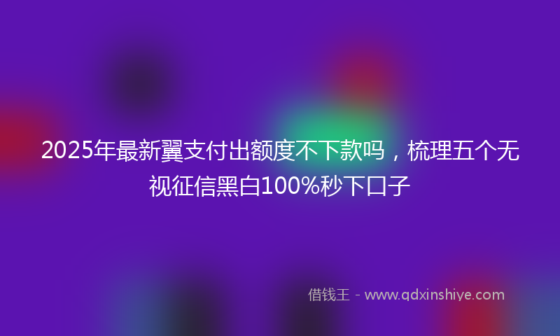 2025年最新翼支付出额度不下款吗，梳理五个无视征信黑白100%秒下口子