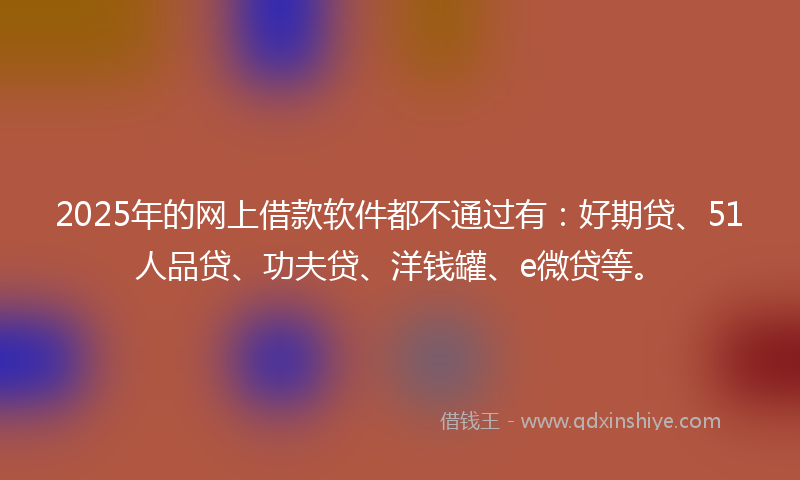 2025年的网上借款软件都不通过有：好期贷、51人品贷、功夫贷、洋钱罐、e微贷等。