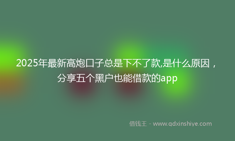 2025年最新高炮口子总是下不了款,是什么原因，分享五个黑户也能借款的app