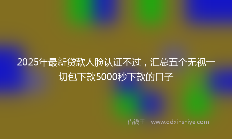 2025年最新贷款人脸认证不过，汇总五个无视一切包下款5000秒下款的口子