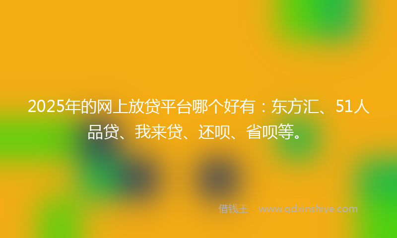 2025年的网上放贷平台哪个好有：东方汇、51人品贷、我来贷、还呗、省呗等。
