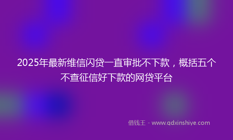 2025年最新维信闪贷一直审批不下款，概括五个不查征信好下款的网贷平台
