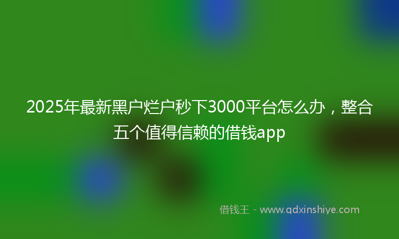2025年最新黑户烂户秒下3000平台怎么办，整合五个值得信赖的借钱app
