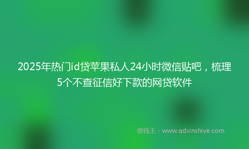 2025年热门id贷苹果私人24小时微信贴吧，梳理5个不查征信好下款的网贷软件