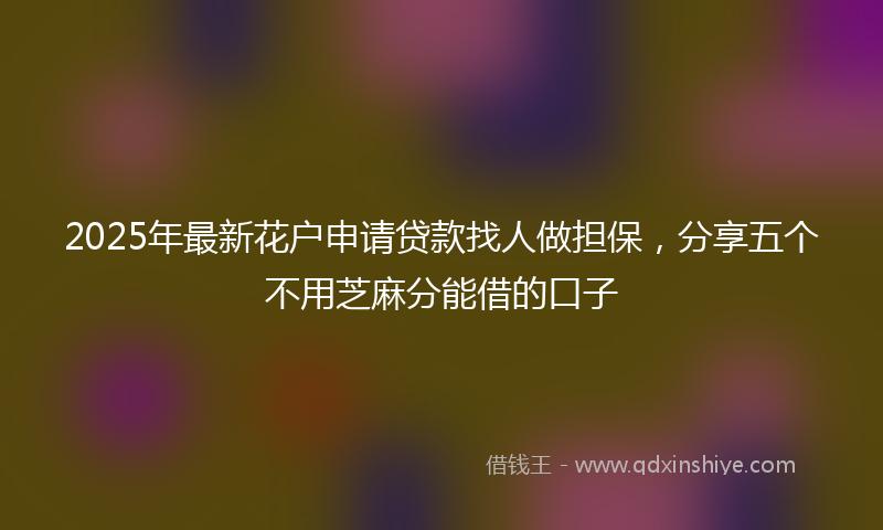 2025年最新花户申请贷款找人做担保，分享五个不用芝麻分能借的口子