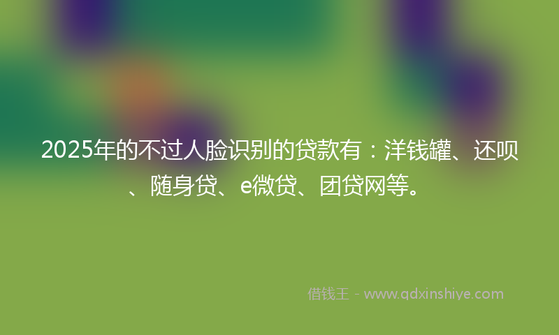 2025年的不过人脸识别的贷款有：洋钱罐、还呗、随身贷、e微贷、团贷网等。