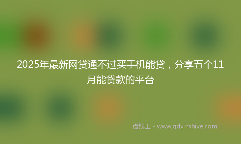 2025年最新网贷通不过买手机能贷，分享五个11月能贷款的平台