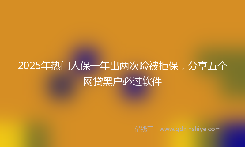 2025年热门人保一年出两次险被拒保，分享五个网贷黑户必过软件