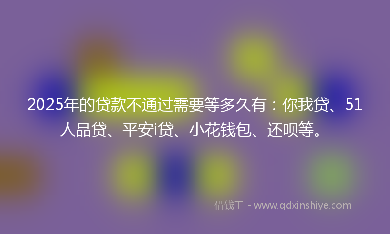 2025年的贷款不通过需要等多久有：你我贷、51人品贷、平安i贷、小花钱包、还呗等。