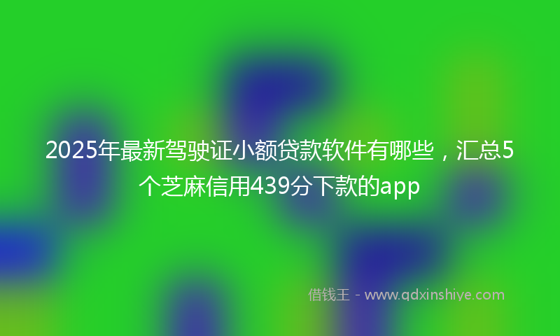 2025年最新驾驶证小额贷款软件有哪些，汇总5个芝麻信用439分下款的app