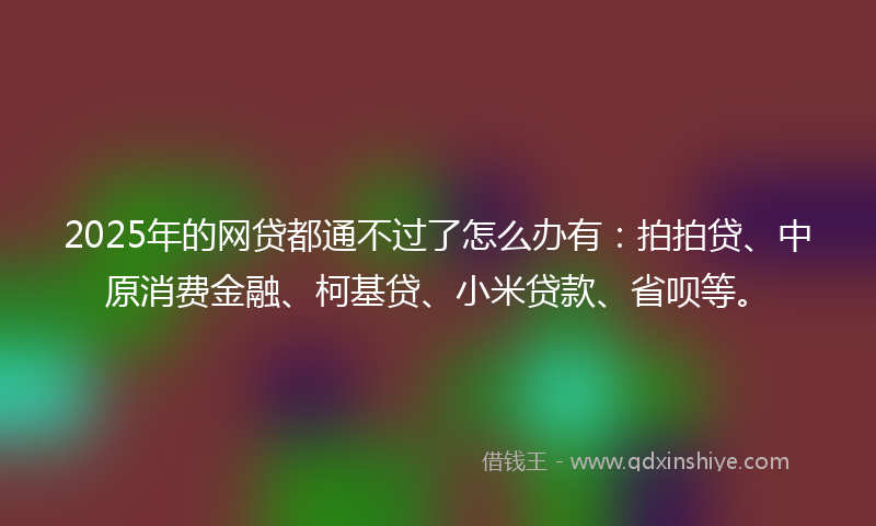 2025年的网贷都通不过了怎么办有：拍拍贷、中原消费金融、柯基贷、小米贷款、省呗等。