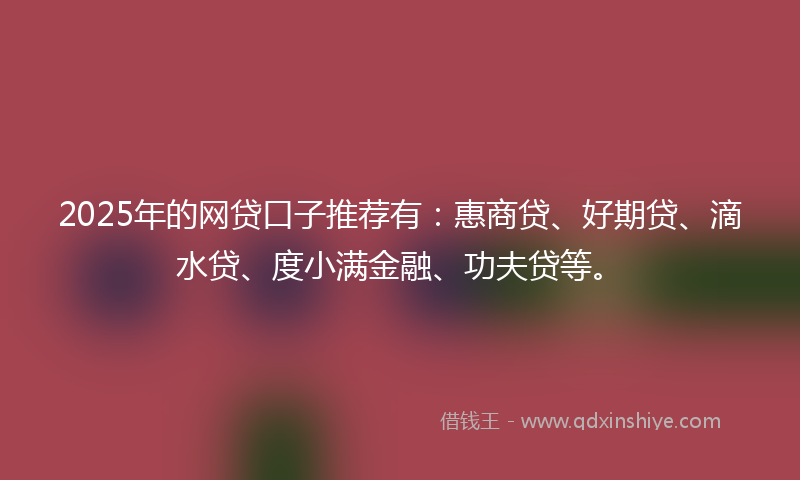 2025年的网贷口子推荐有：惠商贷、好期贷、滴水贷、度小满金融、功夫贷等。