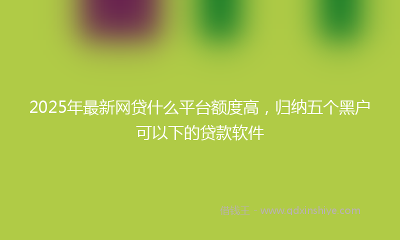 2025年最新网贷什么平台额度高，归纳五个黑户可以下的贷款软件