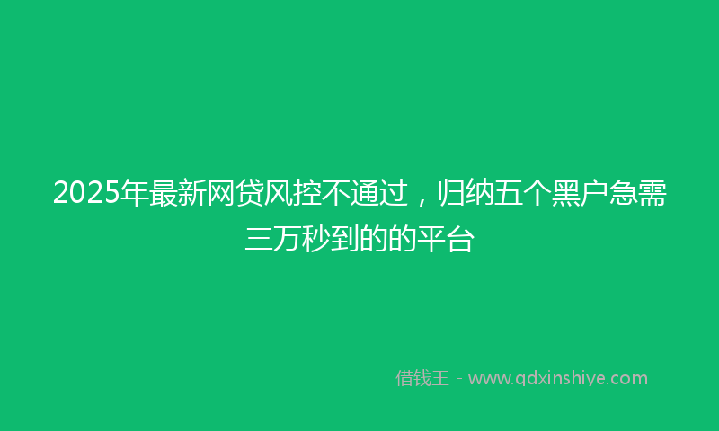 2025年最新网贷风控不通过，归纳五个黑户急需三万秒到的的平台