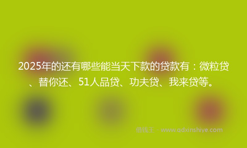 2025年的还有哪些能当天下款的贷款有：微粒贷、替你还、51人品贷、功夫贷、我来贷等。