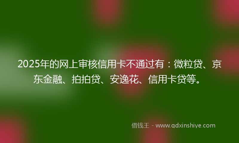 2025年的网上审核信用卡不通过有：微粒贷、京东金融、拍拍贷、安逸花、信用卡贷等。
