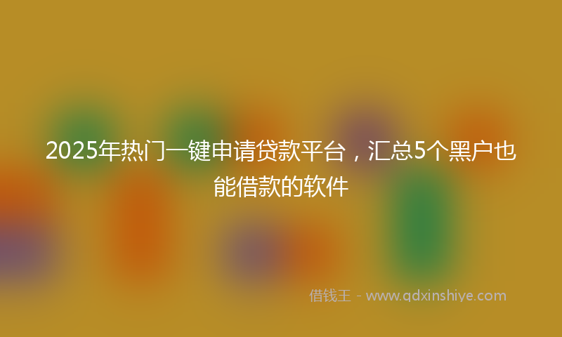 2025年热门一键申请贷款平台，汇总5个黑户也能借款的软件