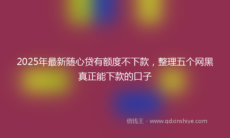 2025年最新随心贷有额度不下款，整理五个网黑真正能下款的口子