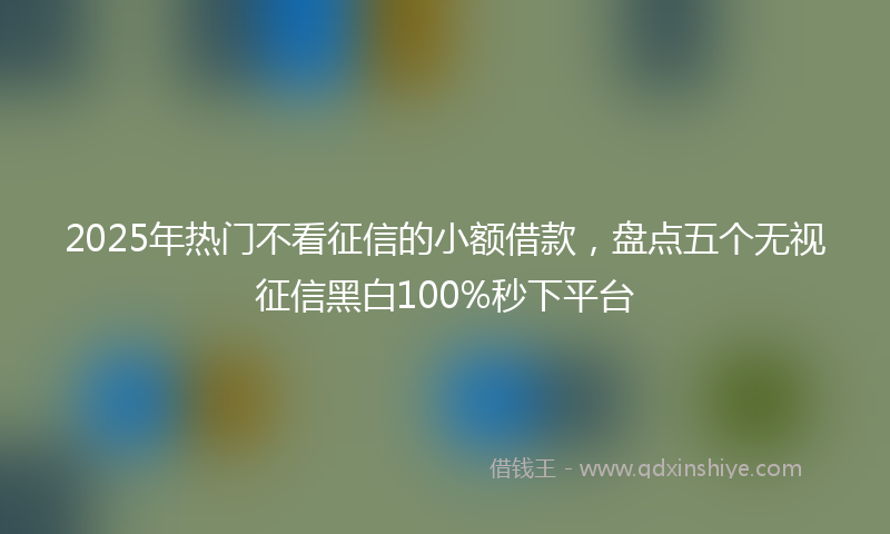 2025年热门不看征信的小额借款，盘点五个无视征信黑白100%秒下平台