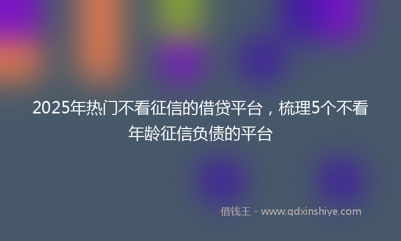 2025年热门不看征信的借贷平台，梳理5个不看年龄征信负债的平台