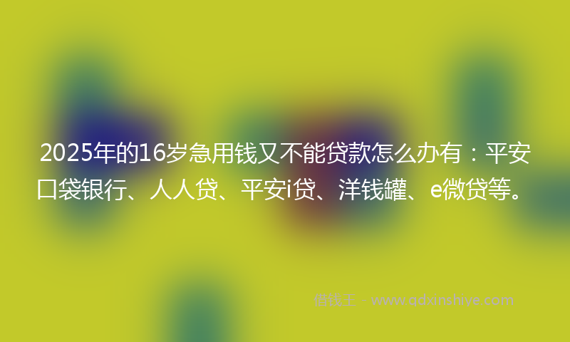 2025年的16岁急用钱又不能贷款怎么办有：平安口袋银行、人人贷、平安i贷、洋钱罐、e微贷等。