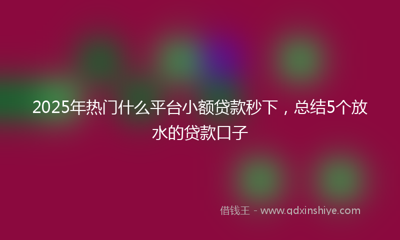 2025年热门什么平台小额贷款秒下，总结5个放水的贷款口子