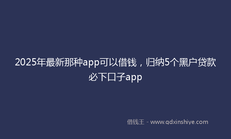 2025年最新那种app可以借钱，归纳5个黑户贷款必下口子app