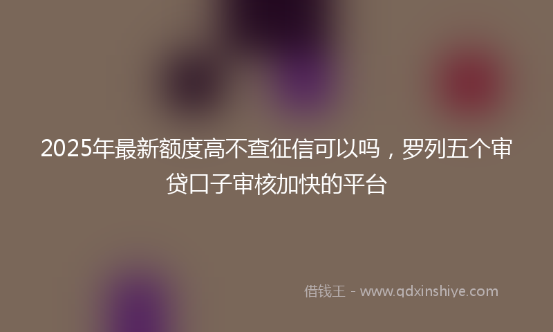 2025年最新额度高不查征信可以吗,罗列五个审贷口子审核加快的平台