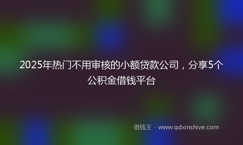 2025年热门不用审核的小额贷款公司，分享5个公积金借钱平台