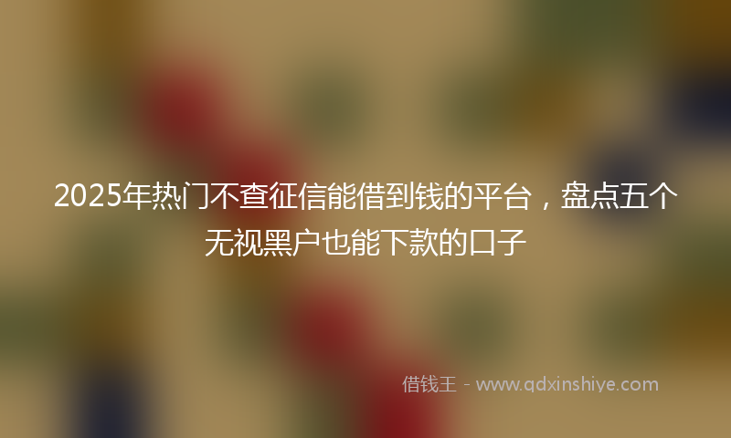 2025年热门不查征信能借到钱的平台，盘点五个无视黑户也能下款的口子