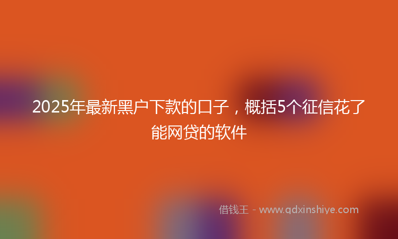 2025年最新黑户下款的口子，概括5个征信花了能网贷的软件