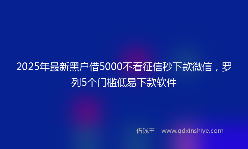 2025年最新黑户借5000不看征信秒下款微信，罗列5个门槛低易下款软件