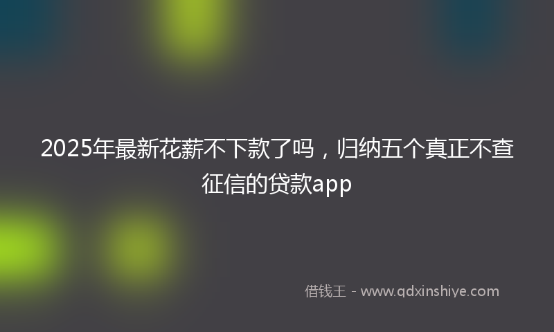 2025年最新花薪不下款了吗，归纳五个真正不查征信的贷款app