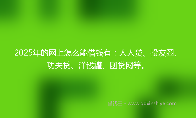 2025年的网上怎么能借钱有：人人贷、投友圈、功夫贷、洋钱罐、团贷网等。