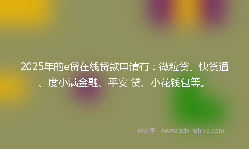 2025年的e贷在线贷款申请有：微粒贷、快贷通、度小满金融、平安i贷、小花钱包等。