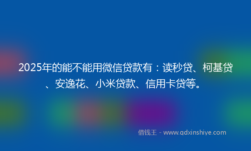 2025年的能不能用微信贷款有：读秒贷、柯基贷、安逸花、小米贷款、信用卡贷等。