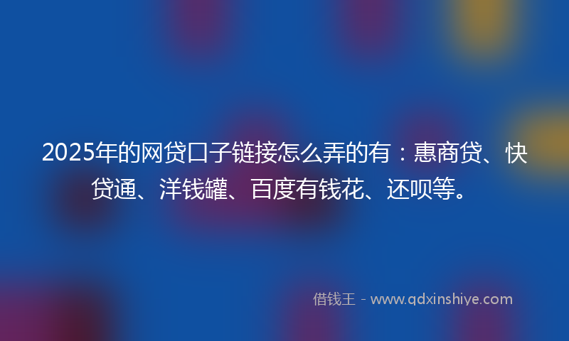 2025年的网贷口子链接怎么弄的有：惠商贷、快贷通、洋钱罐、百度有钱花、还呗等。