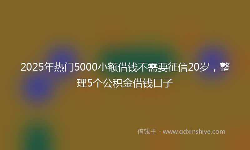 2025年热门5000小额借钱不需要征信20岁，整理5个公积金借钱口子