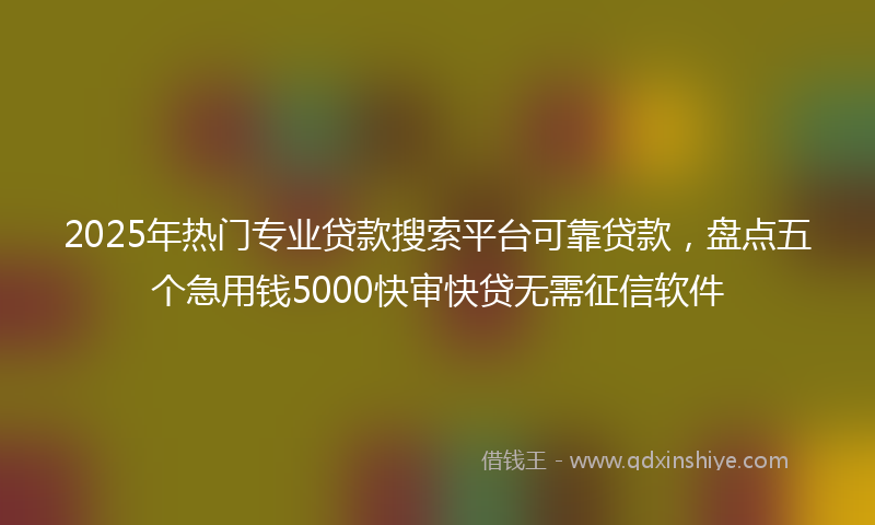 2025年热门专业贷款搜索平台可靠贷款，盘点五个急用钱5000快审快贷无需征信软件