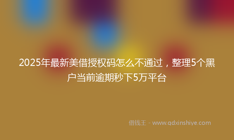 2025年最新美借授权码怎么不通过，整理5个黑户当前逾期秒下5万平台