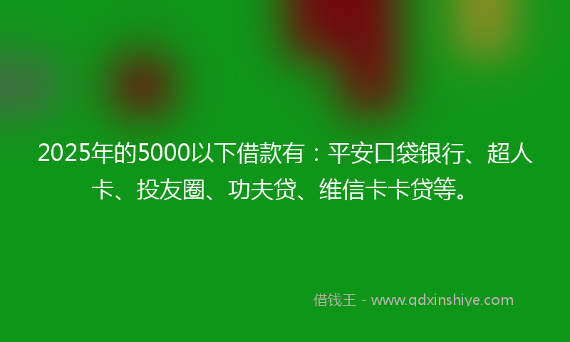 2025年的5000以下借款有：平安口袋银行、超人卡、投友圈、功夫贷、维信卡卡贷等。