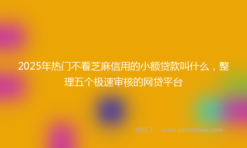 2025年热门不看芝麻信用的小额贷款叫什么，整理五个极速审核的网贷平台