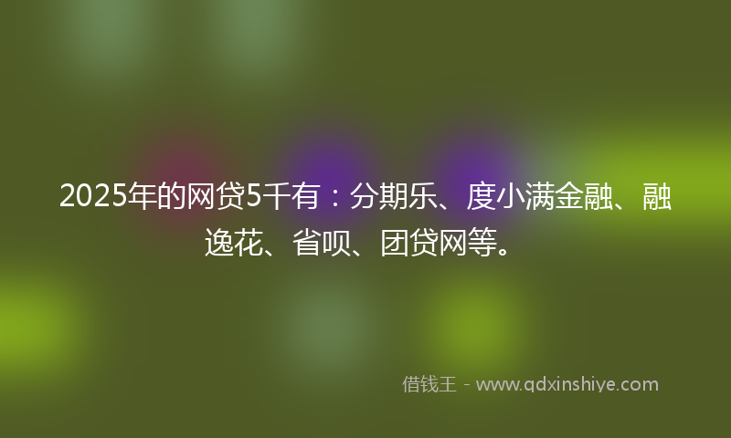 2025年的网贷5千有：分期乐、度小满金融、融逸花、省呗、团贷网等。