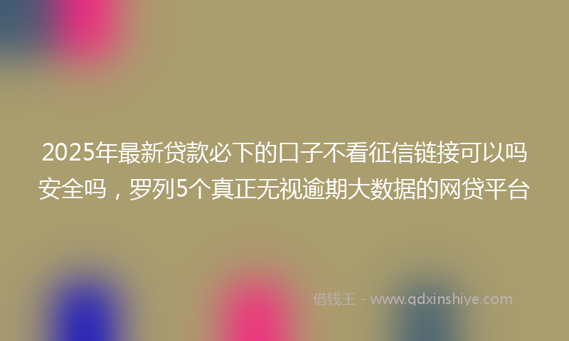 2025年最新贷款必下的口子不看征信链接可以吗安全吗，罗列5个真正无视逾期大数据的网贷平台
