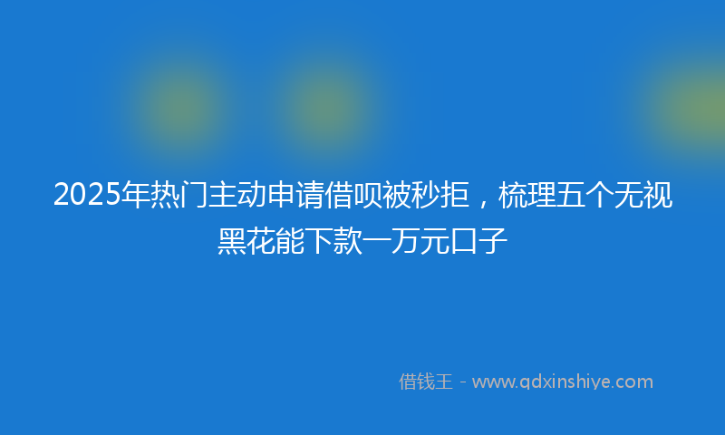 2025年热门主动申请借呗被秒拒，梳理五个无视黑花能下款一万元口子