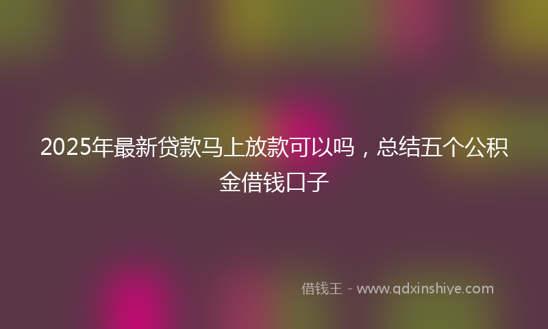 2025年最新贷款马上放款可以吗，总结五个公积金借钱口子