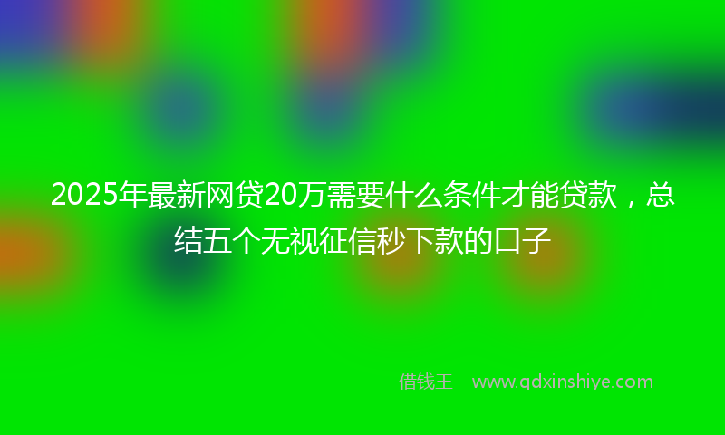 2025年最新网贷20万需要什么条件才能贷款，总结五个无视征信秒下款的口子