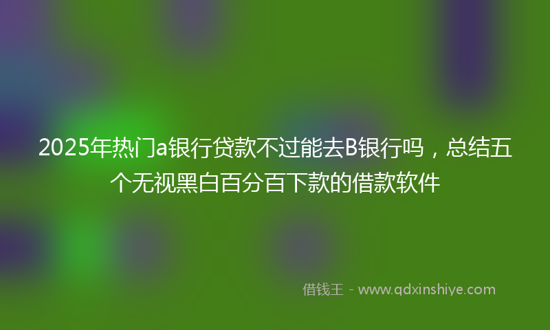 2025年热门a银行贷款不过能去B银行吗，总结五个无视黑白百分百下款的借款软件